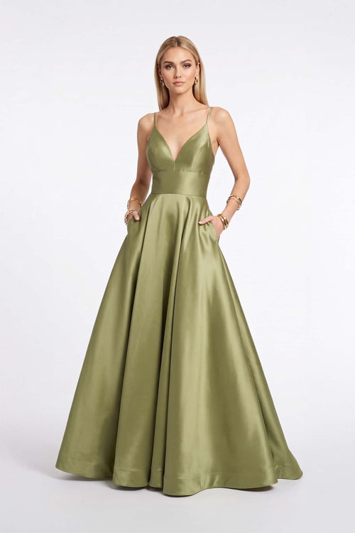 Cassandra V-Neck Pocket Ballgown Vestido 420407 OLI