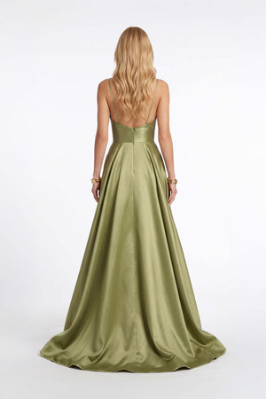 Cassandra V-Neck Pocket Ballgown Vestido 420407 OLI
