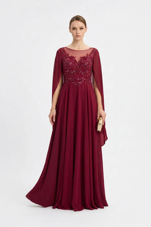 Elena Bateau Capelet Vestido Fiesta