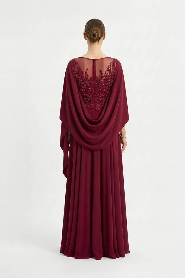 Elena Bateau Capelet Vestido Fiesta
