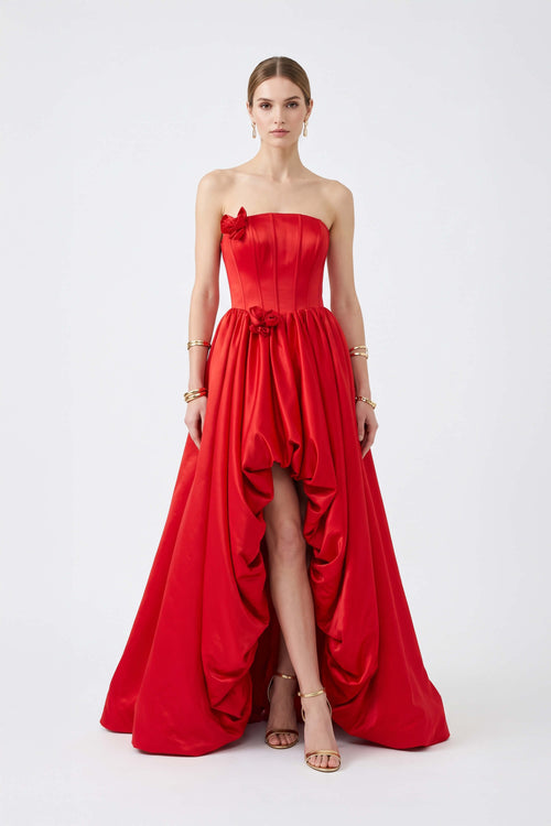 Sofia Strapless Flower High-Low Vestido 421481 ROJ