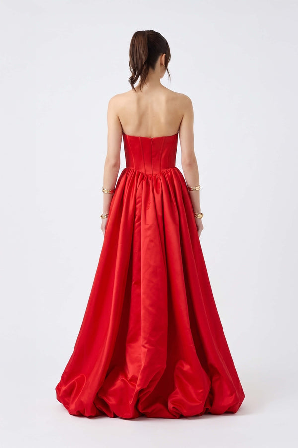 Sofia Strapless Flower High-Low Vestido 421481 ROJ
