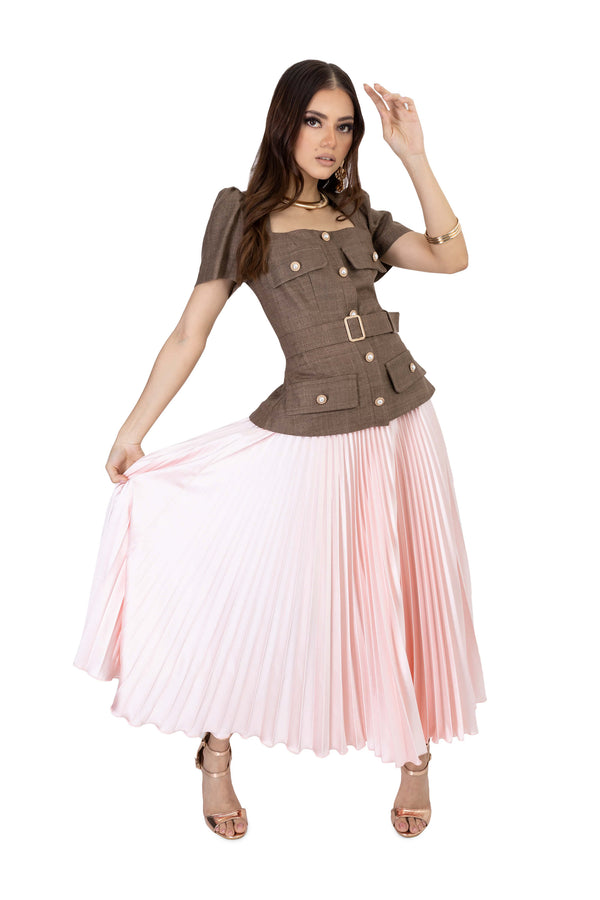 Anaís Pleated Midi Falda 541293