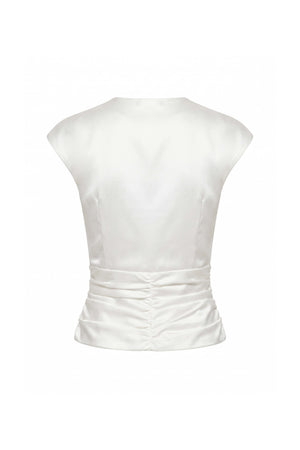 Sofia Ruched Zipper Keyhole Top 501553 HUE