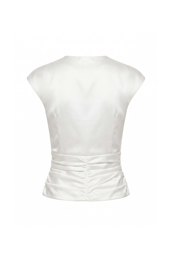 Sofia Ruched Zipper Keyhole Top 501553 HUE