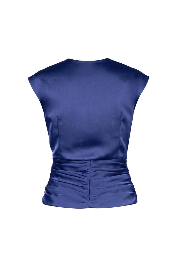 Sofia Ruched Zipper Keyhole Top 501553 MAR