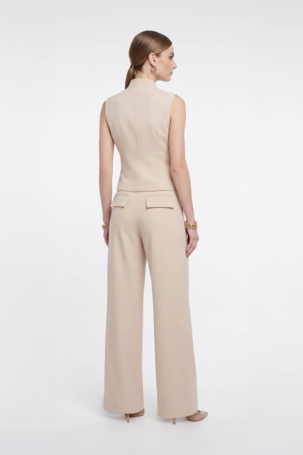 Amalia High-Waist Flap Wide-Leg Pantalón 532138 MAZ