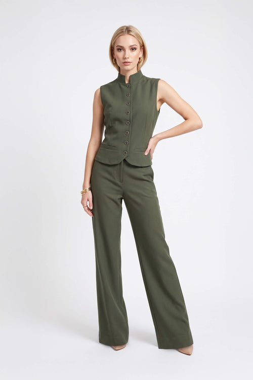 Mia High-Neck Buttoned Tailored Saco 501555 OLI