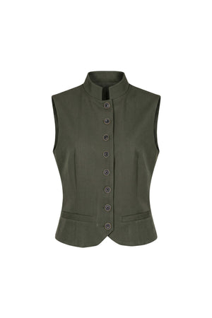Mia High-Neck Buttoned Tailored Saco 501555 OLI