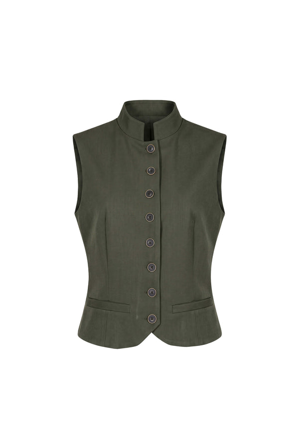 Mia High-Neck Buttoned Tailored Saco 501555 OLI