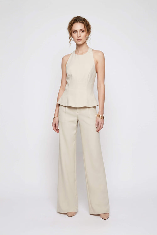 Olimpia Cuffed Wide-Leg Tailored Pantalón 532136 BEI
