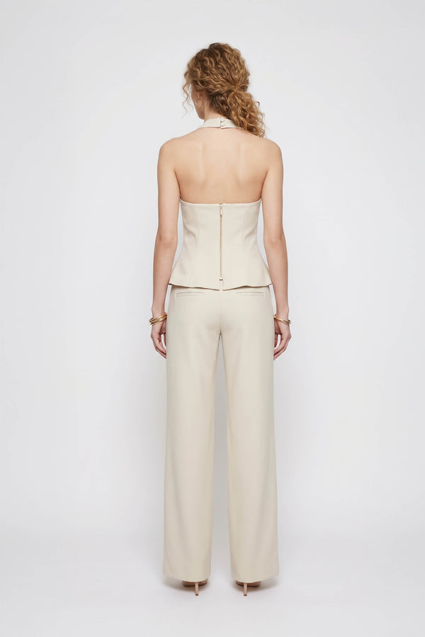 Olimpia Cuffed Wide-Leg Tailored Pantalón 532136 BEI