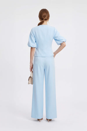 Alexa Jewel-Button Wide-Leg Pantalón Conjunto 532135 CIE