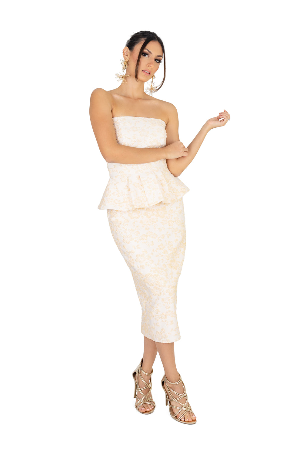 Mariam Peplum Midi Vestido