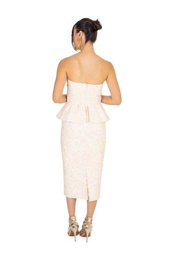 Mariam Peplum Midi Vestido