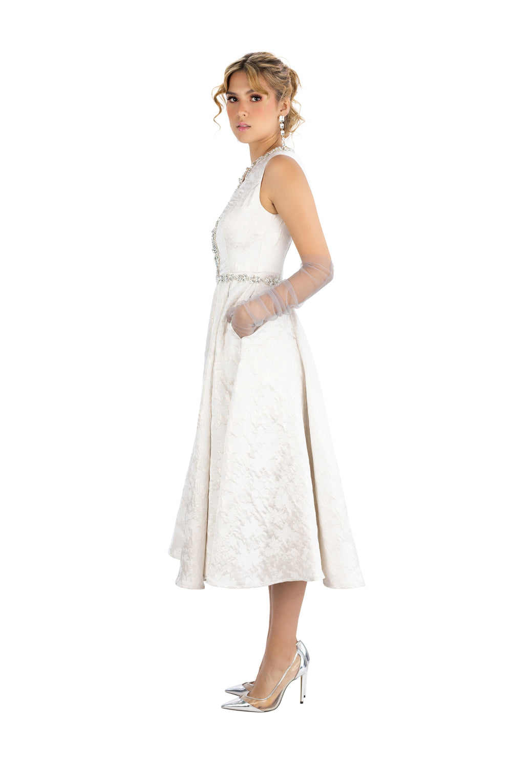 Aubree Crystal Midi Vestido