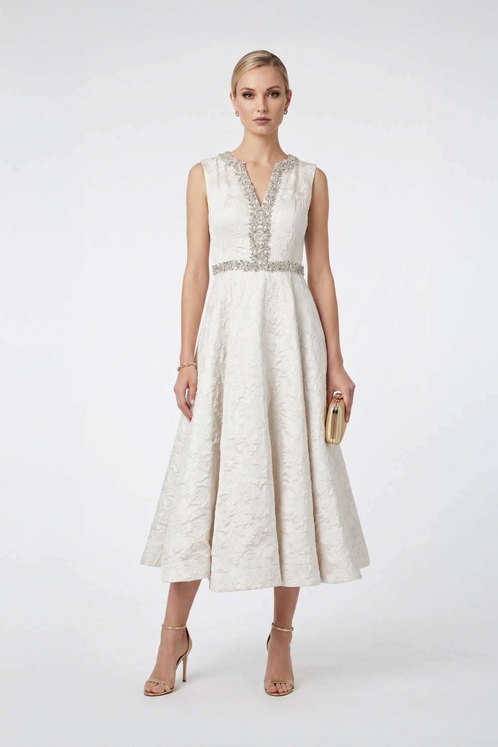 Aubree Crystal Midi Vestido