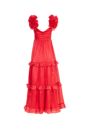 *Ana Floral Maxi Vestido 525712 ROJ
