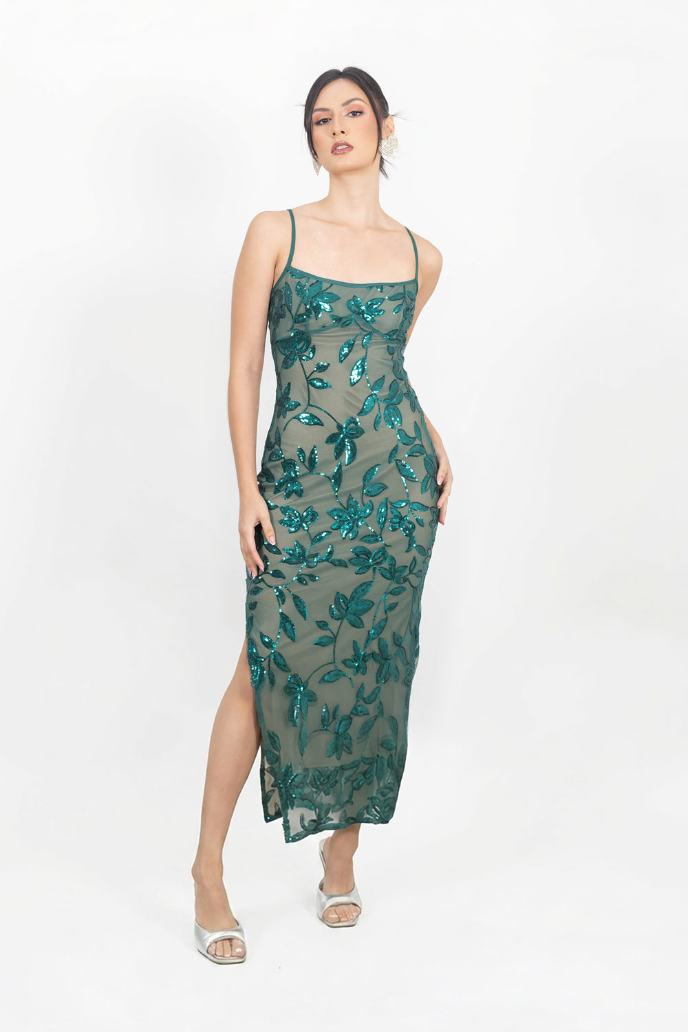 Azaria Sequin Floral Vestido