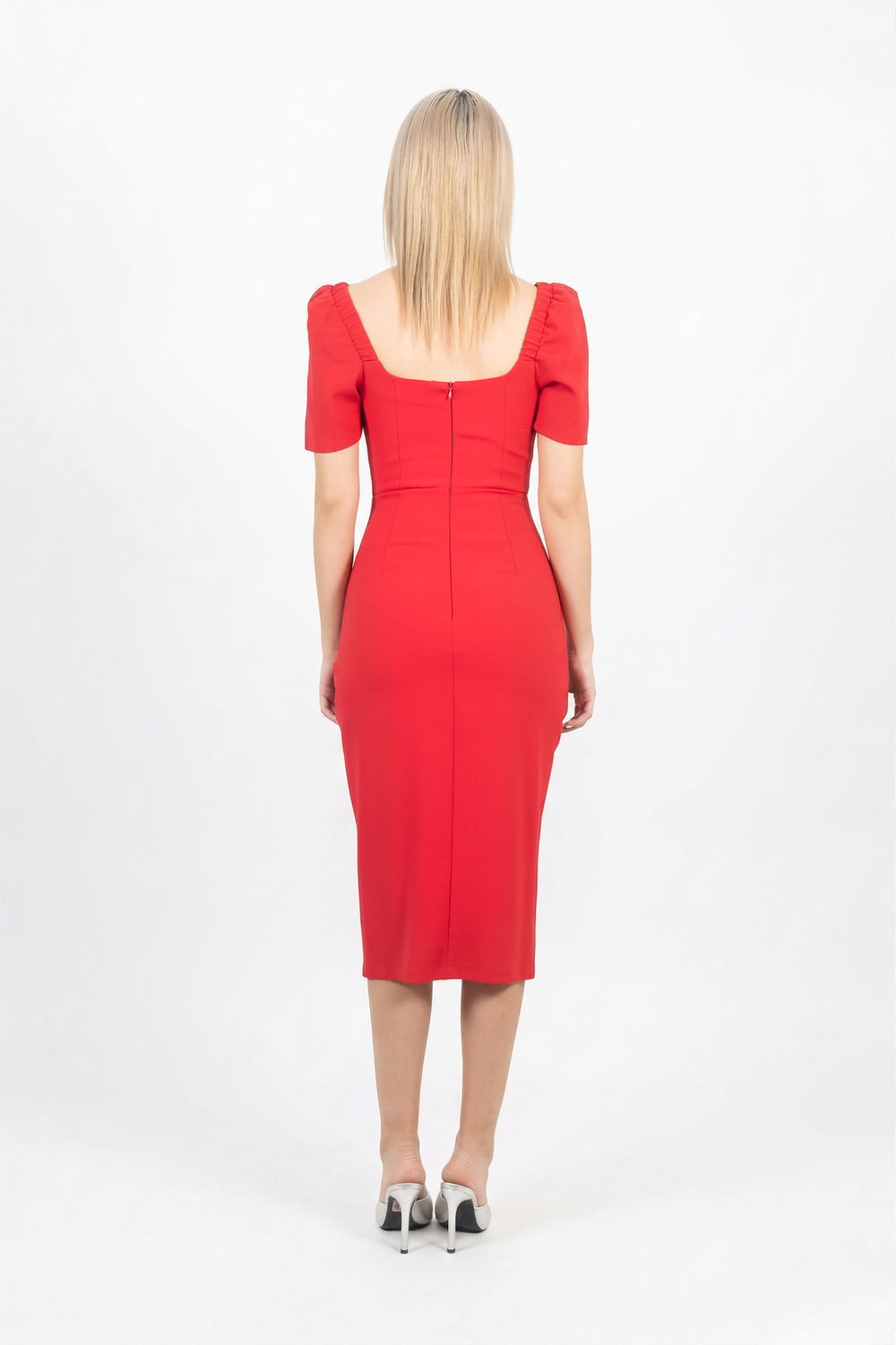 Payton Crystal Drape Vestido 525948 NEG/ROJ/MAN