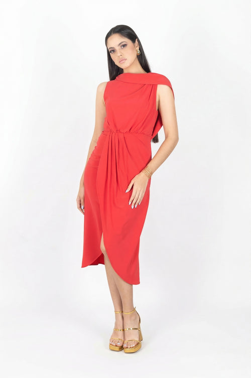 Adaline Asymmetric Midi Vestido 525952