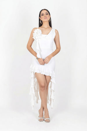 Lilly Ruffle Mini Vestido 525956