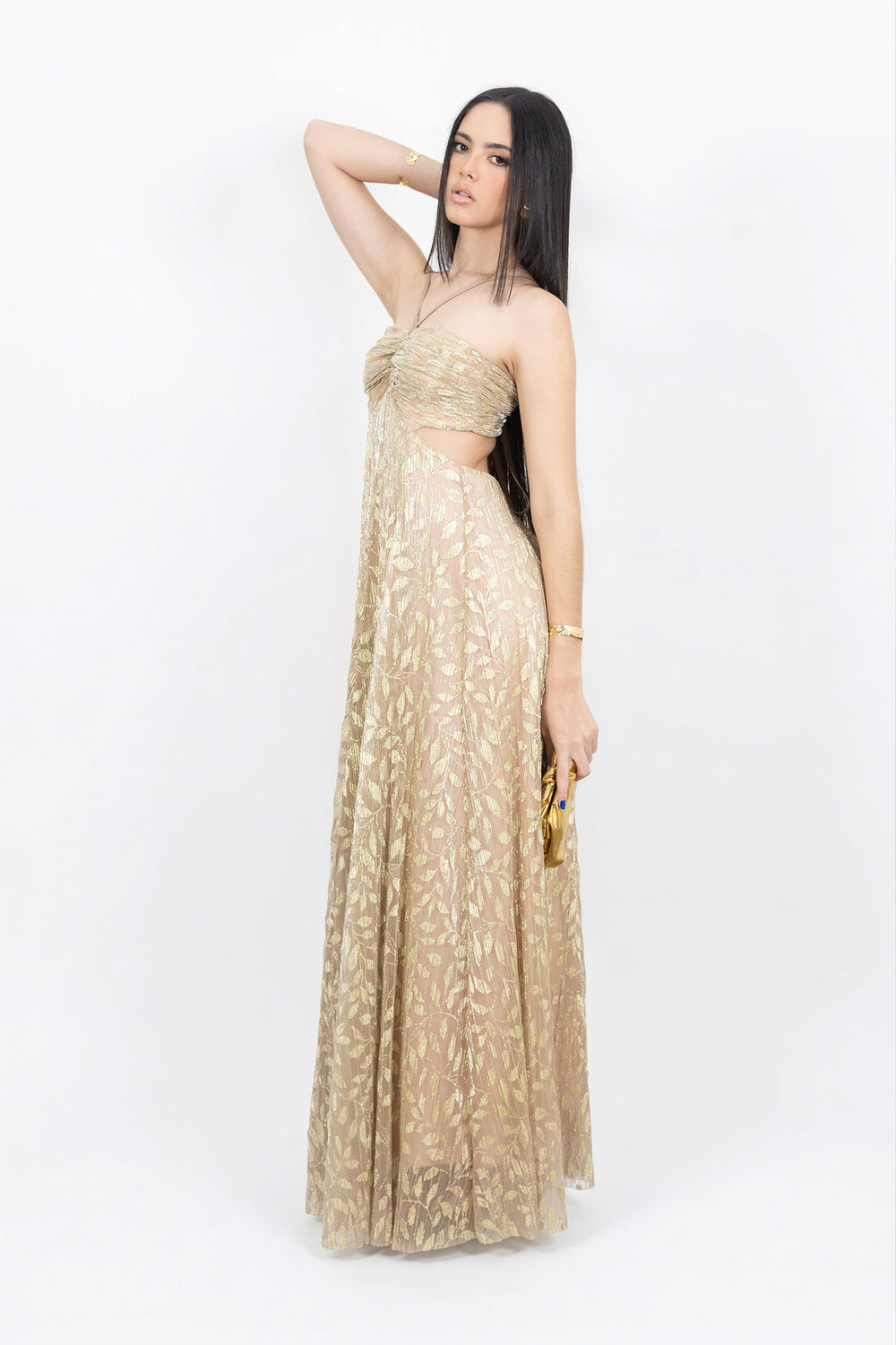 Zoey Plissé Maxi Vestido