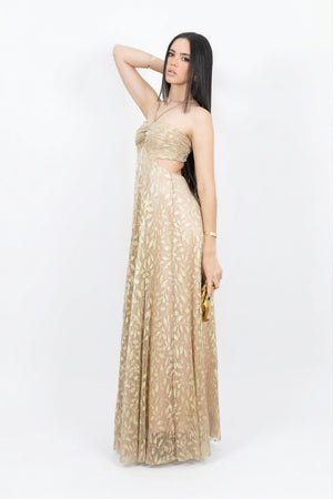 Zoey Plissé Maxi Vestido