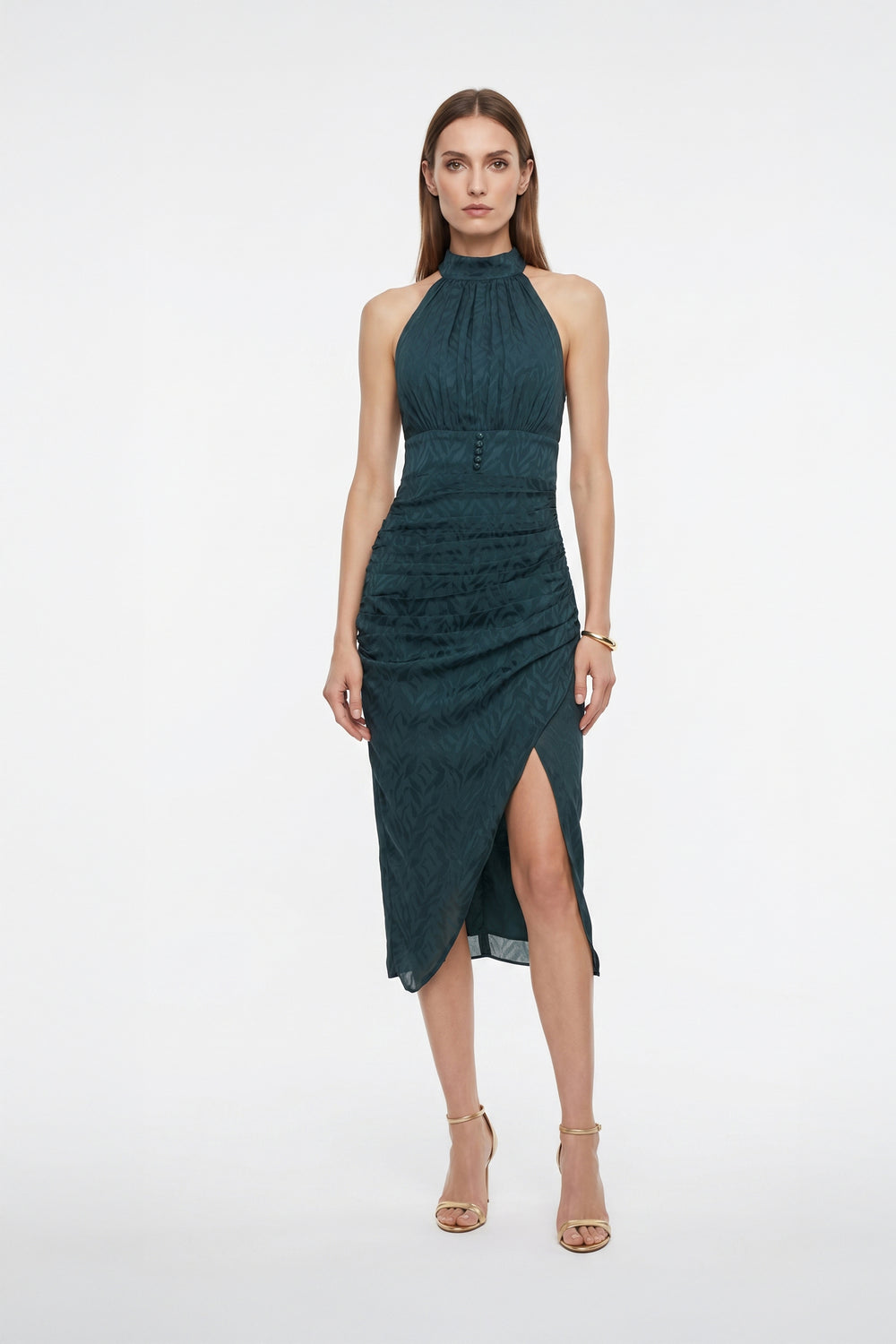 Ivy Ruched Midi Vestido