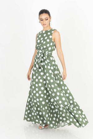 Olivia Halter-Back Tie-Waist Maxivestido 525986 VER