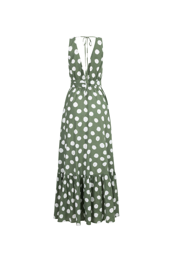 Olivia Halter-Back Tie-Waist Maxivestido 525986 VER