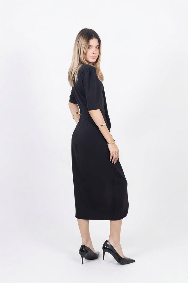 Noemi Drape Midi Vestido 525997