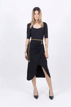 Noemi Drape Midi Vestido 525997