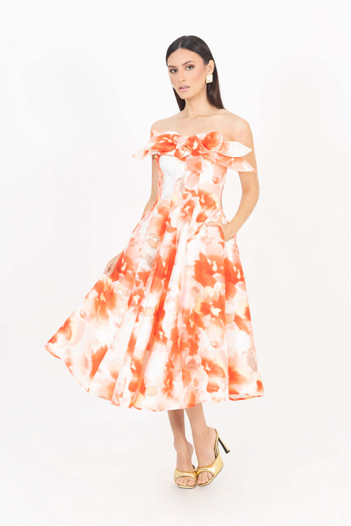 Nadia Strapless Midi Vestido 526094 MUL