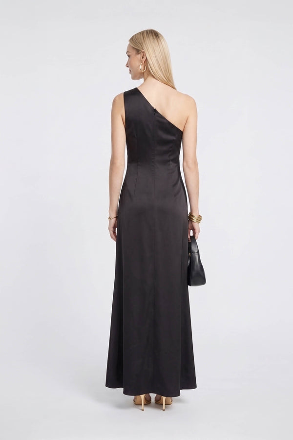 Martina One-Shoulder Floral Maxi Vestido 526150 NEG
