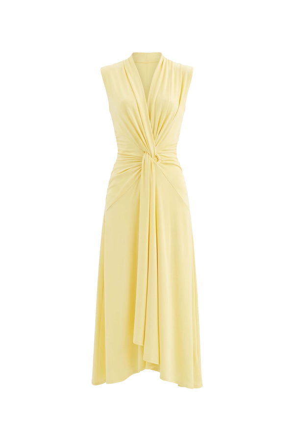 Adriana Draped Knot Sleeveless Midi Vestido 526155 PAJ