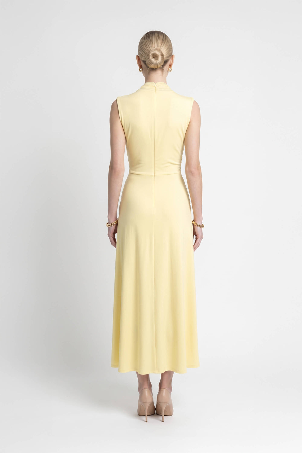 Adriana Draped Knot Sleeveless Midi Vestido 526155 PAJ