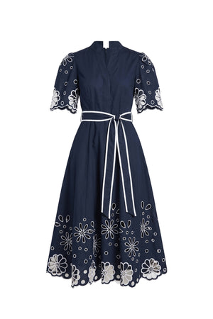 Isabella Embroidered Midi Vestido 526198 MAR