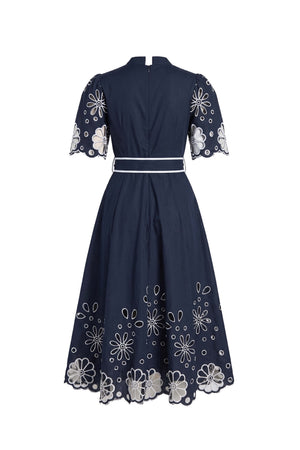 Isabella Embroidered Midi Vestido 526198 MAR