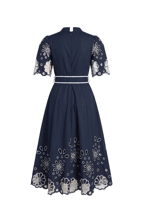 Isabella Embroidered Midi Vestido 526198 MAR