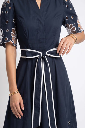 Isabella Embroidered Midi Vestido 526198 MAR