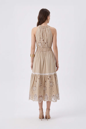 Olimpia Halter Embroidered Midi Vestido 526201 KAK
