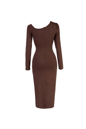 Elena Asymmetric Ruched Midi Vestido 526255 CAF