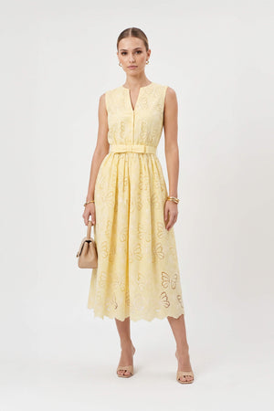 Julieta Butterfly Embroidered Midi Vestido 526264 AMA
