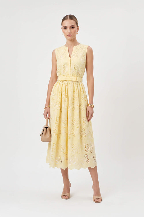 Julieta Butterfly Embroidered Midi Vestido 526264 AMA