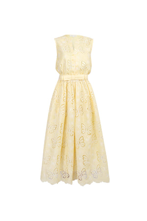Julieta Butterfly Embroidered Midi Vestido 526264 AMA