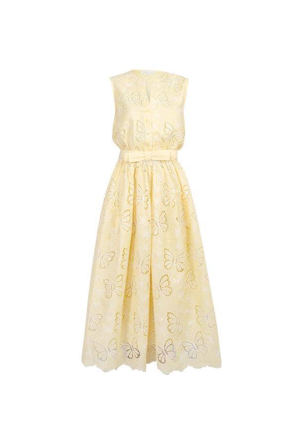 Julieta Butterfly Embroidered Midi Vestido 526264 AMA