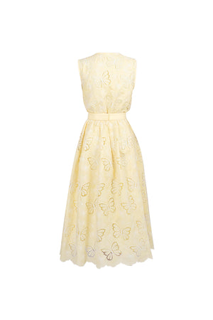 Julieta Butterfly Embroidered Midi Vestido 526264 AMA