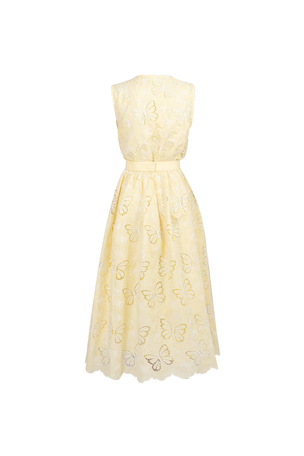 Julieta Butterfly Embroidered Midi Vestido 526264 AMA