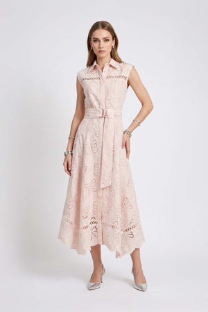 Julieta Eyelet Butterfly Midi Vestido 526265 ROS